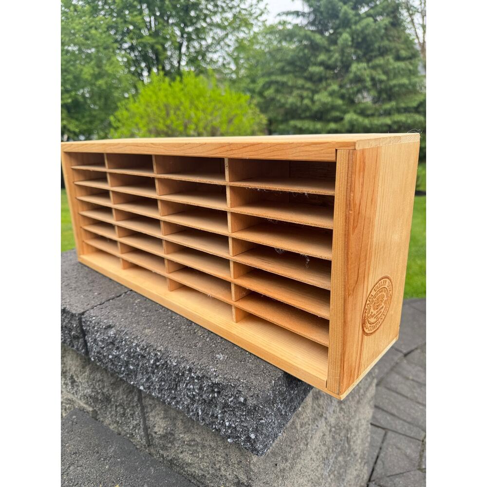 VTG Napa Valley Wooden 36 Cassette CD Tape Storage Holder Shelf Rack 23x9x5.25”